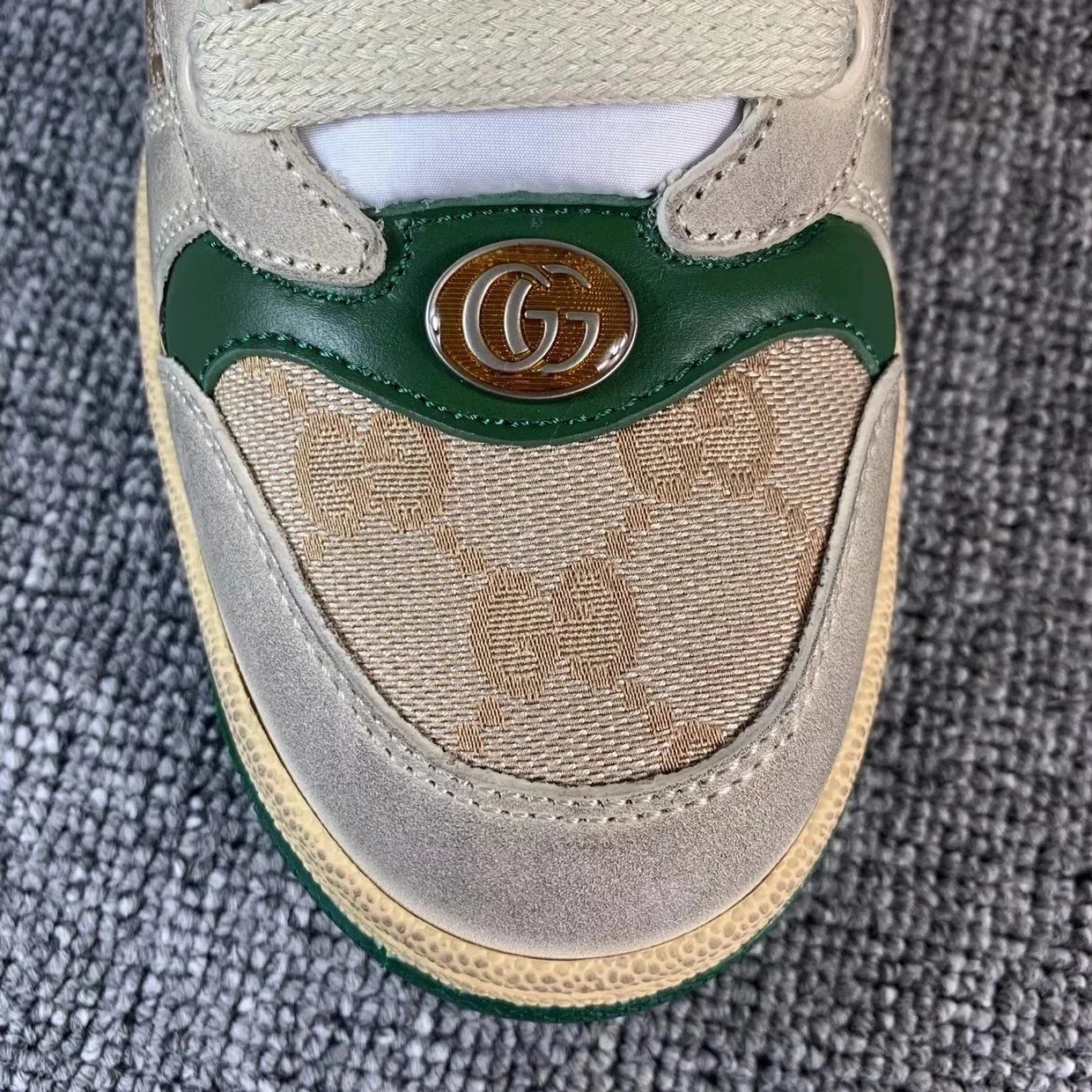 Gucci Ace Beige Green Red Web Striped Sneakers