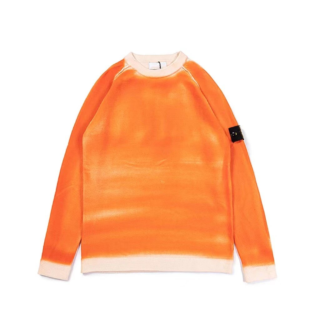 Stone Island Patch Brown Orange Gradient Crewneck Sweater