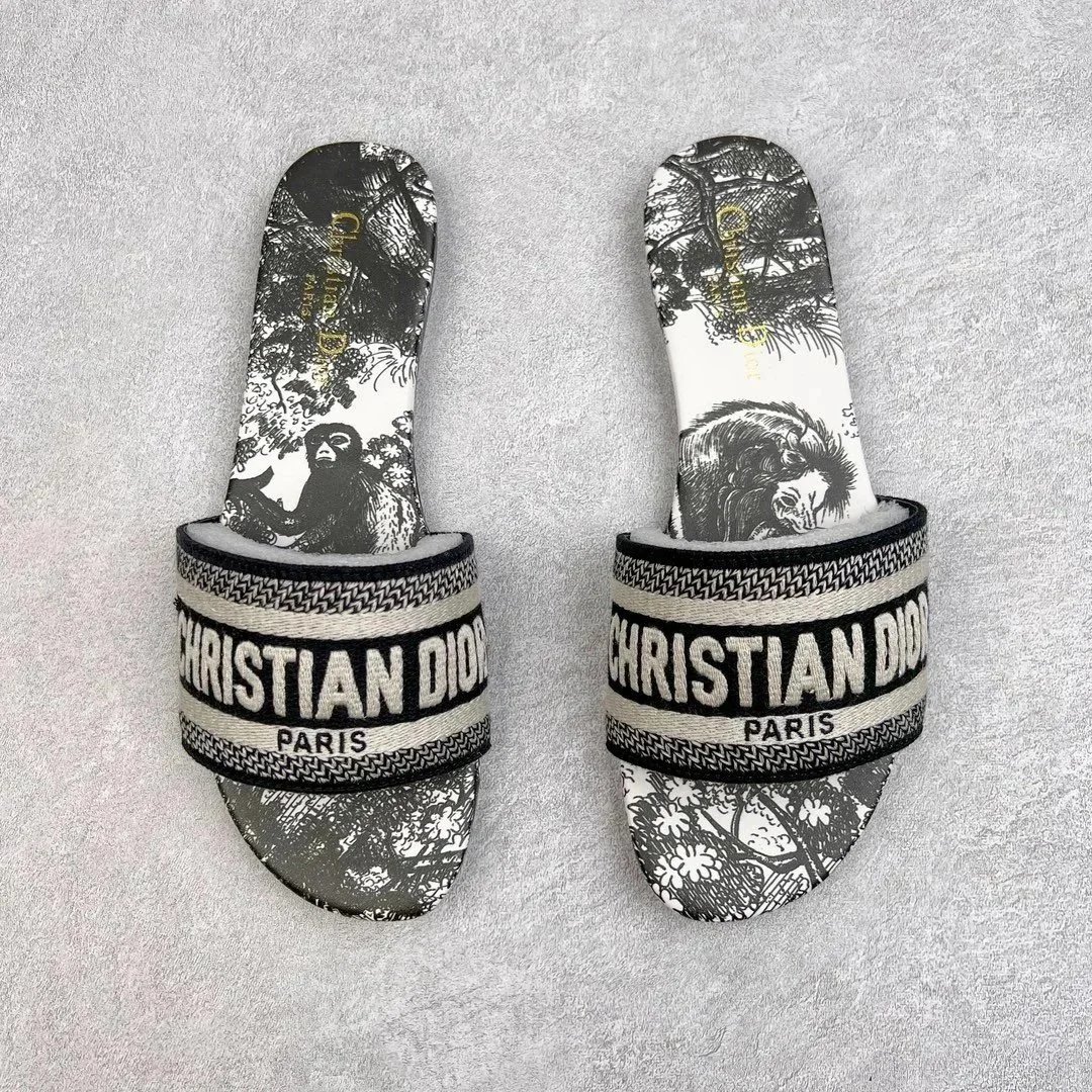 Christian Dior Slide Pink Toile de Jouy Flat Sandals