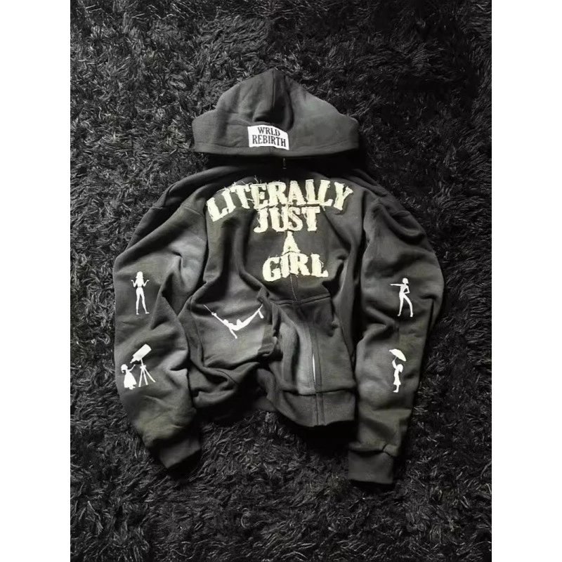 WRLD REBIRTH Pink Distressed Graphic Hoodie