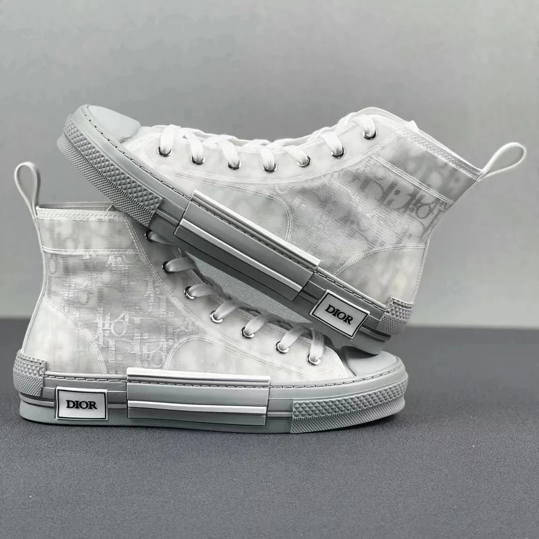 Dior B23 Light Blue Oblique Print High Top Sneakers