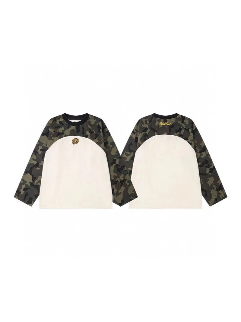 Camouflage Raglan Sweatshirt Olive Green Streetwear