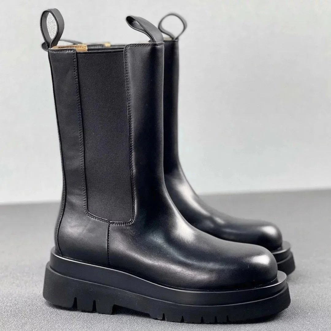 Unbranded Boots Chelsea platform lug with contrast sole — Black