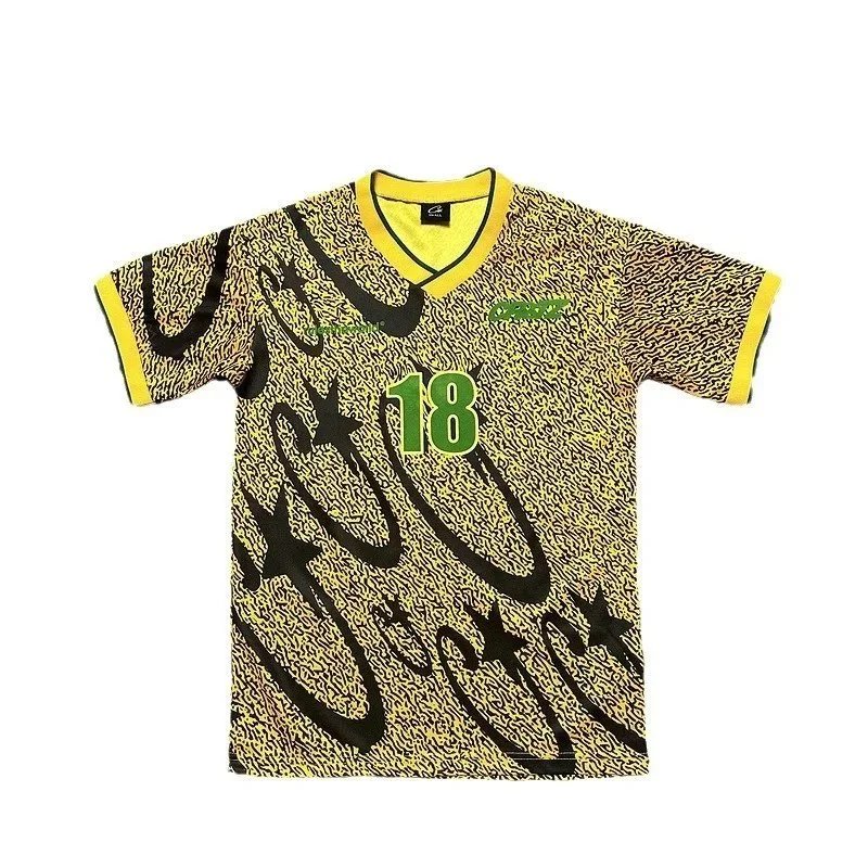 Sportswear Jersey Yellow Black Abstract Print Football Shirt