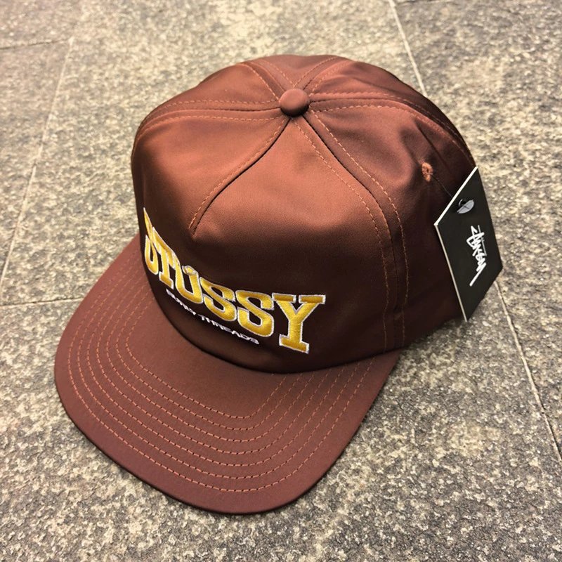 Stussy Burly Threads Black Embroidered Snapback Cap