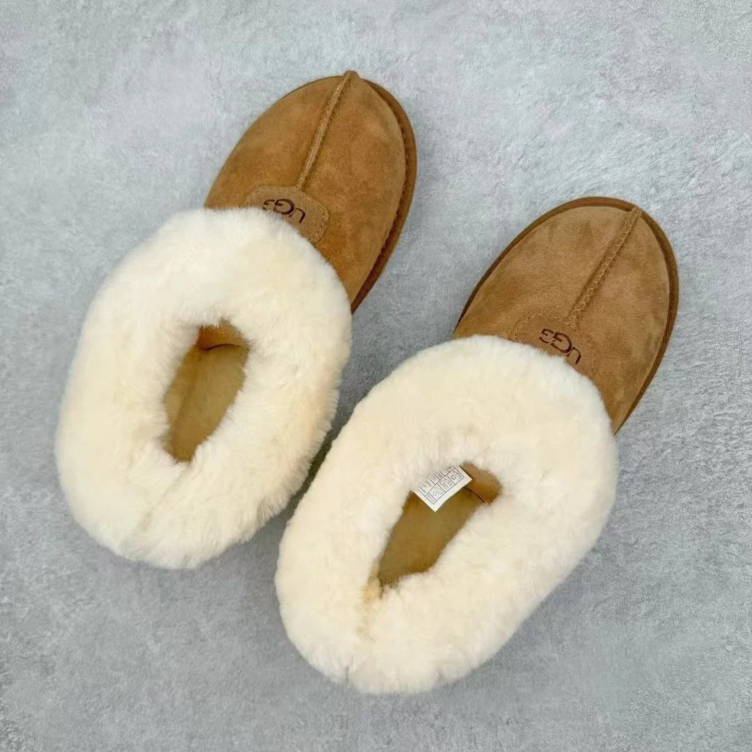 Suede Slipper Tan Shearling Lined Comfort Slippers