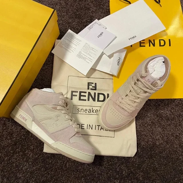 Fendi Sneakers Low-top lace-up leather and suede product detail image 10