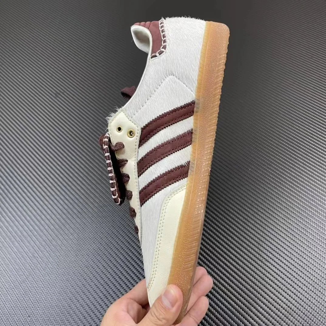 Adidas Samba White And Burgundy Classic Leather Sneakers