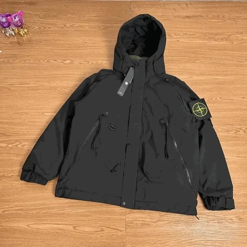 Stone Island Black Compass Logo Hooded Jacket