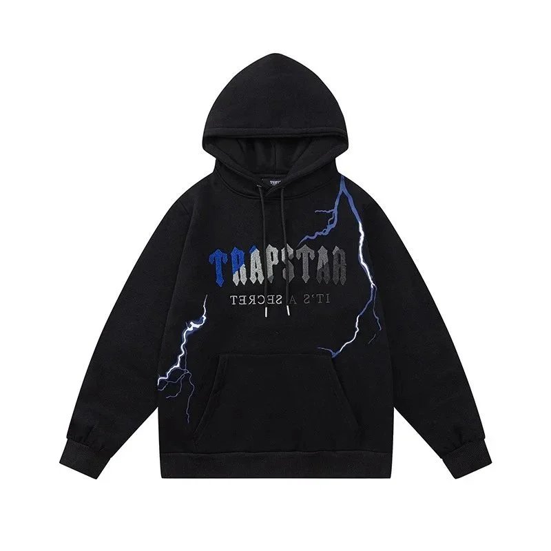 Trapstar Black Lightning Graphic Hoodie And Jogger Set