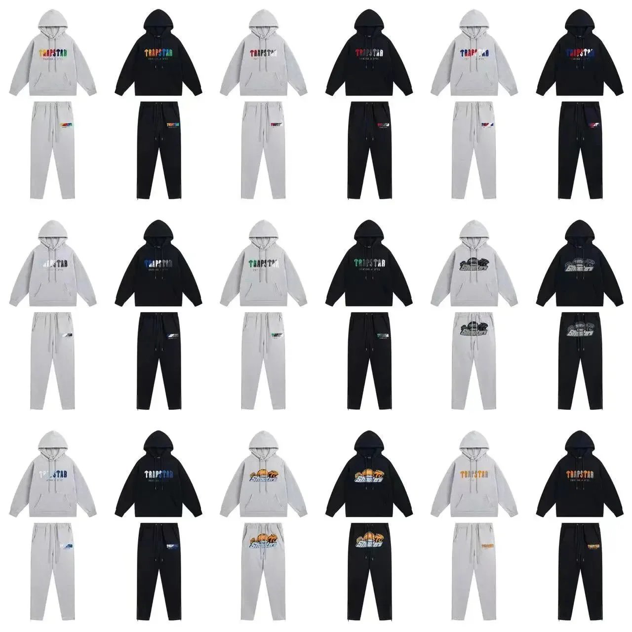 Trapstar Hoodie And Jogger Set Gray Black Streetwear