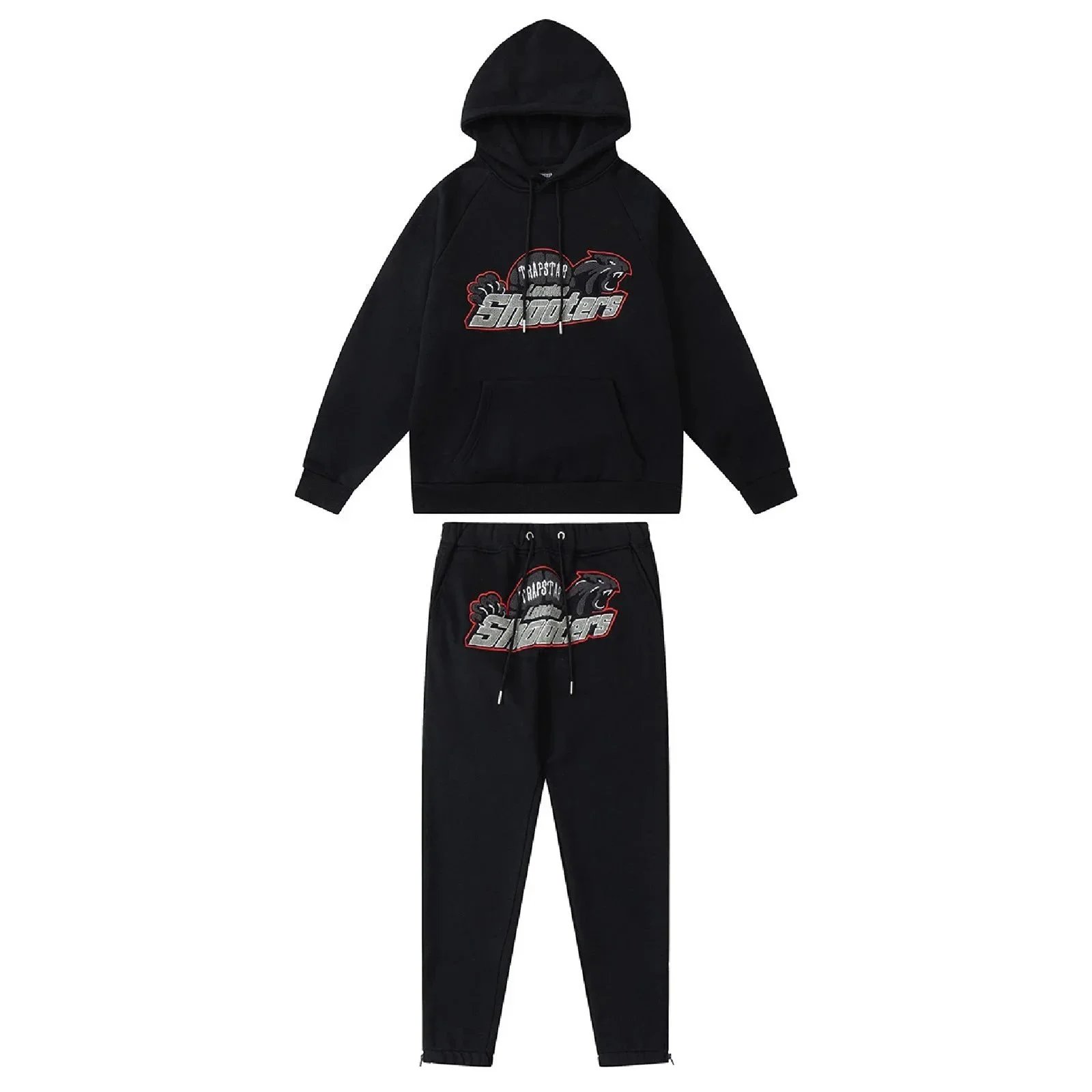 Trapstar Hoodie And Jogger Set Gray Black Streetwear