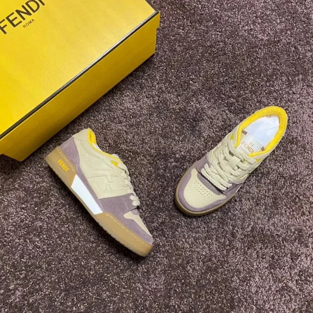 Fendi Sneakers Low-top lace-up leather and suede product detail image 40