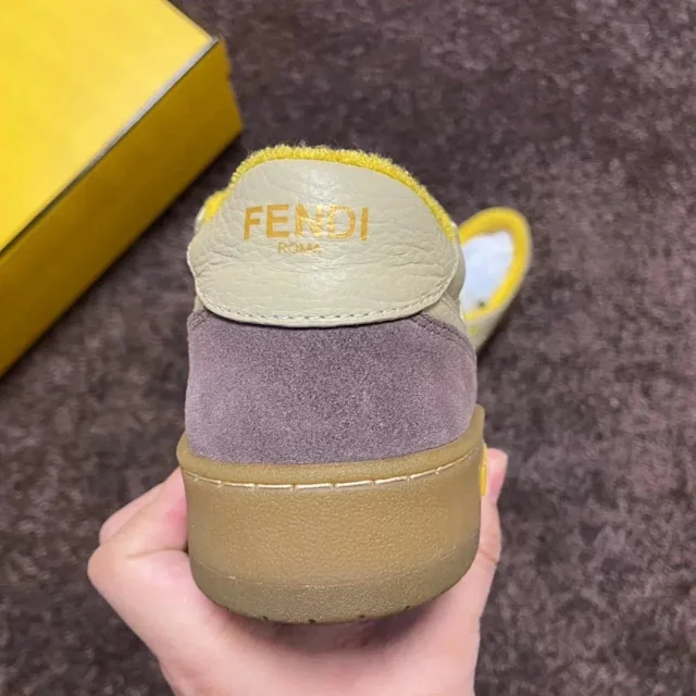 Fendi Sneakers Low-top lace-up leather and suede product detail image 46