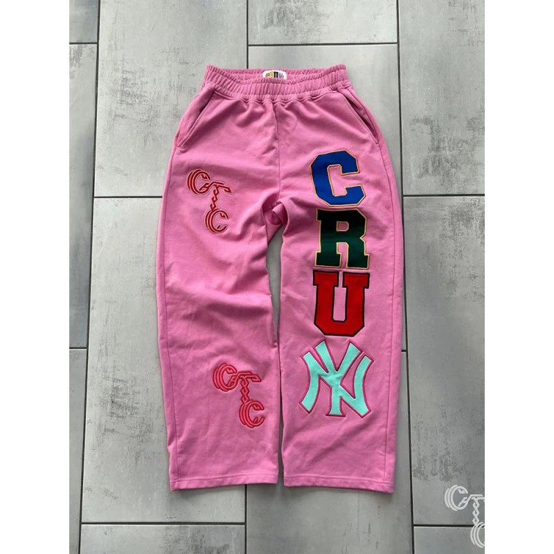 Unbranded Trousers Straight-Leg Graphic Appliqué — Pink (customized)