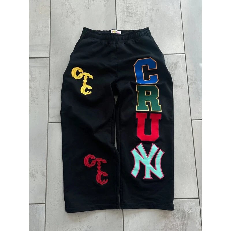 Unbranded Trousers Straight-Leg Graphic Appliqué — Black (customized)