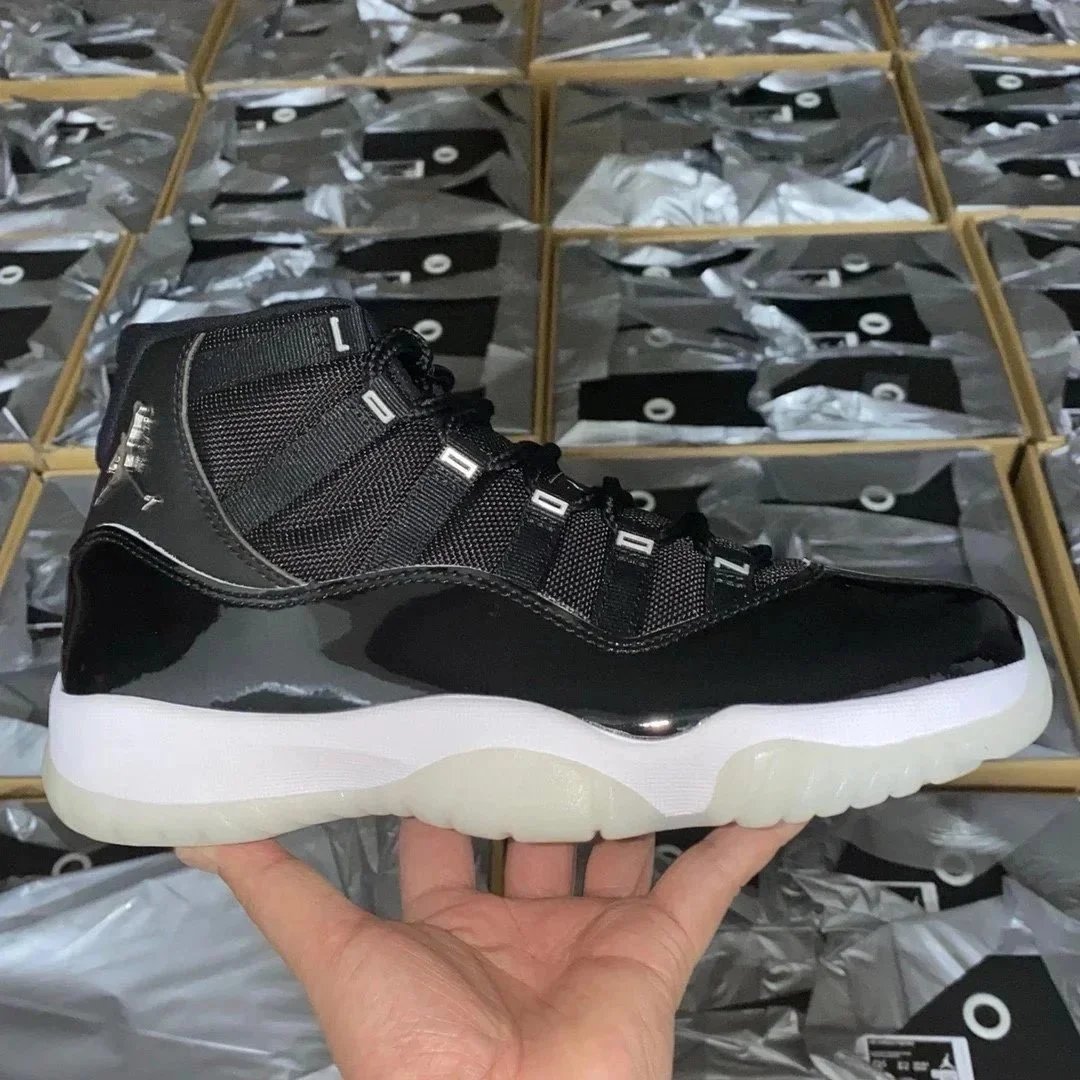 Air Jordan 11 Black White Patent Leather Basketball Sneakers