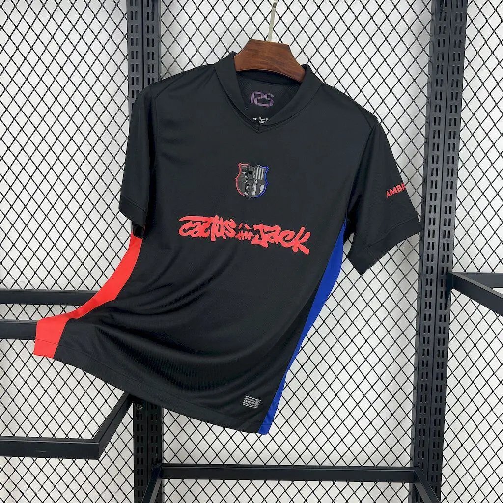 FC Barcelona Football Jerseys Assorted short-sleeve jersey designs — 24/25 Barcelona Away Co-Branded Red Ad