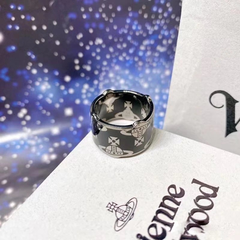 Vivienne Westwood Orb Black Silver Punk Cuff Ring