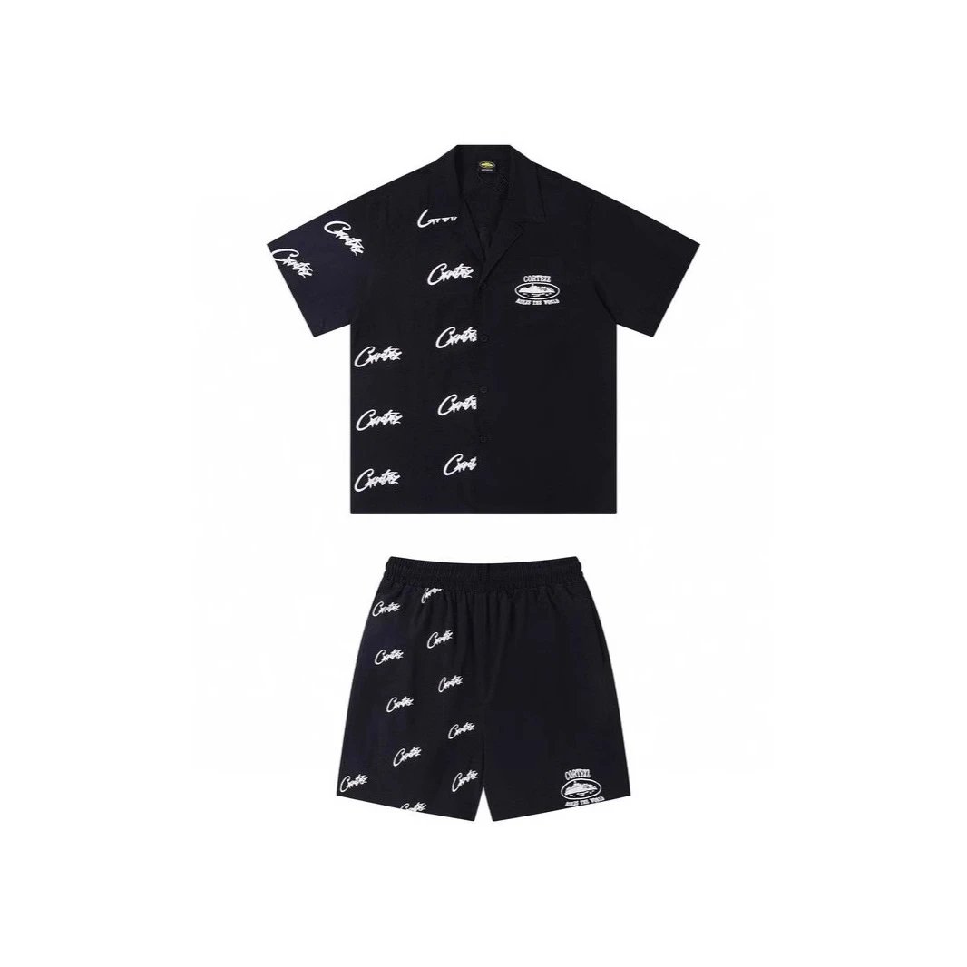 Carhartt Script Print Black Short Sleeve Shirt And Shorts Set