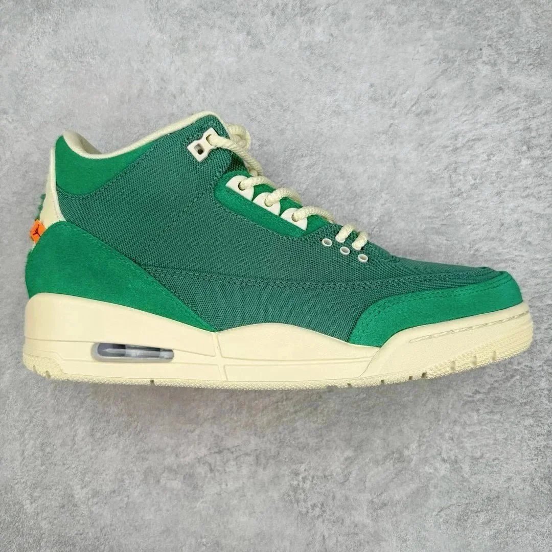 Nike Air Jordan 3 Green Canvas Casual Sneakers