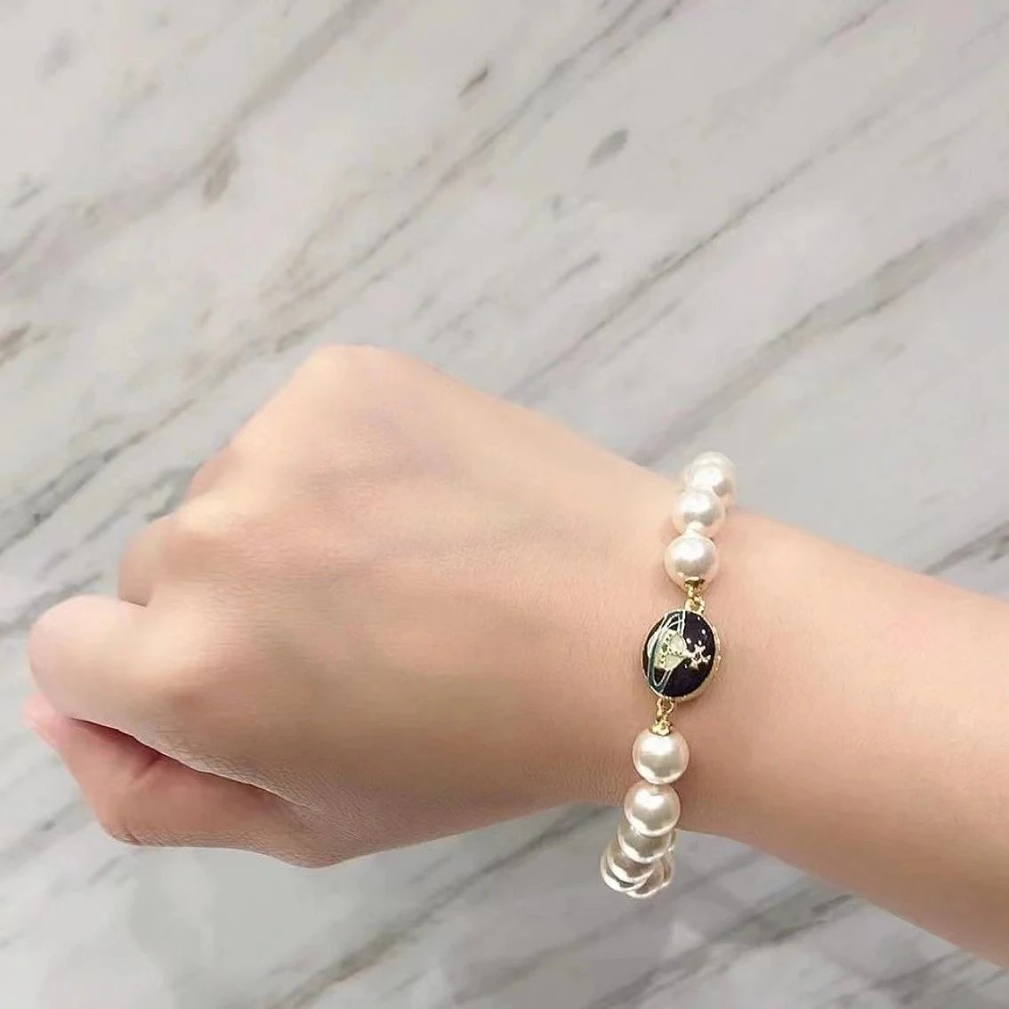 Vivienne Westwood Orb Pearl Bead Charm Bracelet