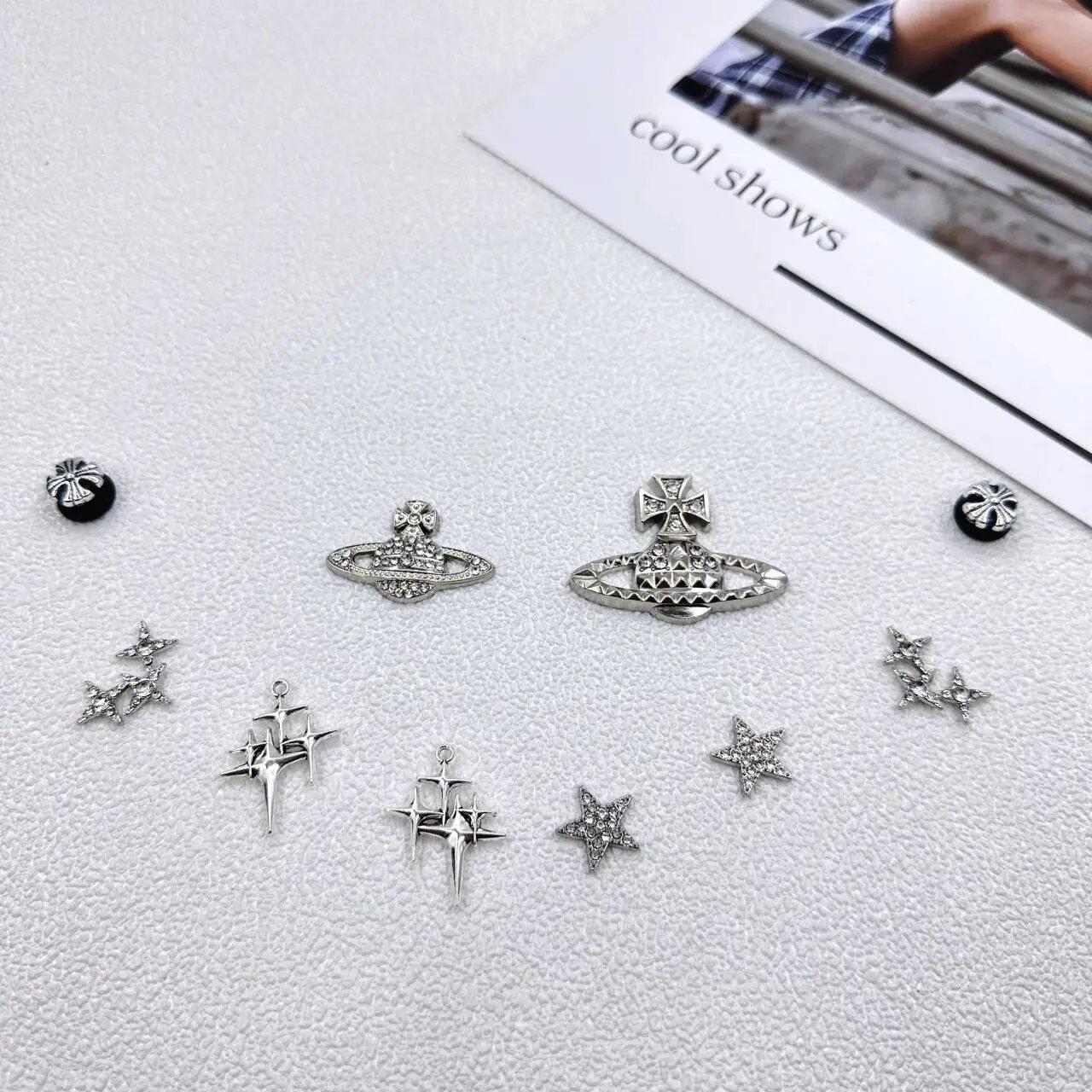 Vivienne Westwood Orb Silver Crystal Punk Earrings Set