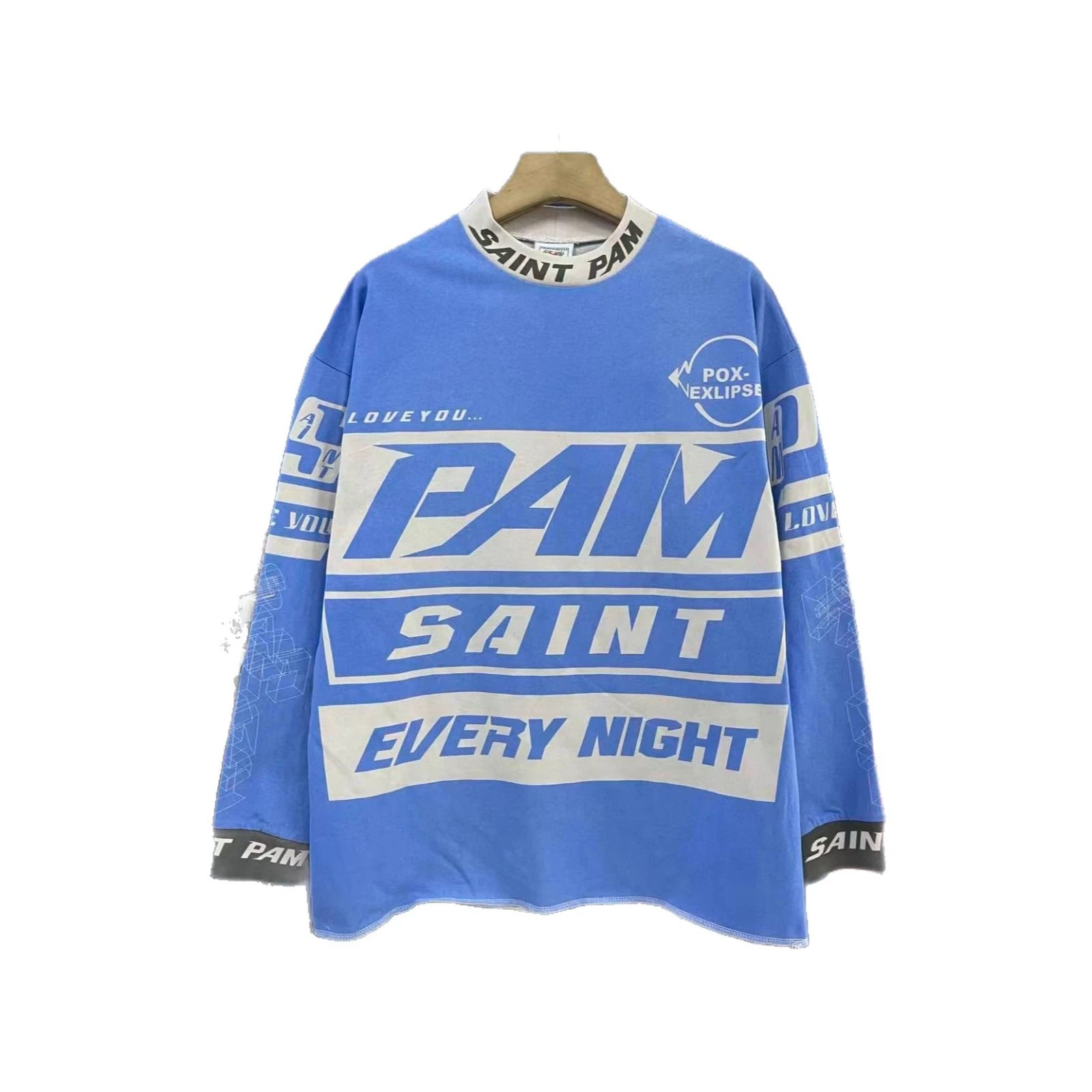 Saint Pam Pox-Exclipse Blue Graphic Long Sleeve T-Shirt