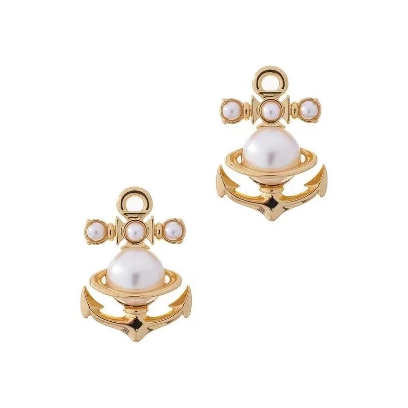 Vivienne Westwood Orb Pearl Silver Statement Earrings