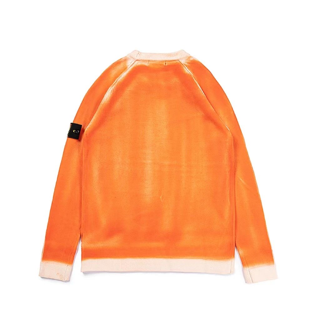 Stone Island Patch Brown Orange Gradient Crewneck Sweater
