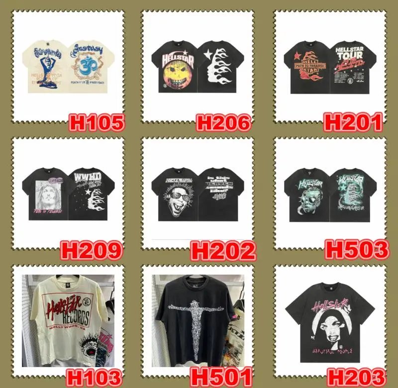 Hellstar Graphic Print White Black Pink Casual T-Shirt