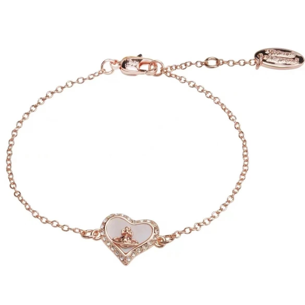 Vivienne Westwood Heart Pink Mother Of Pearl Charm Bracelet