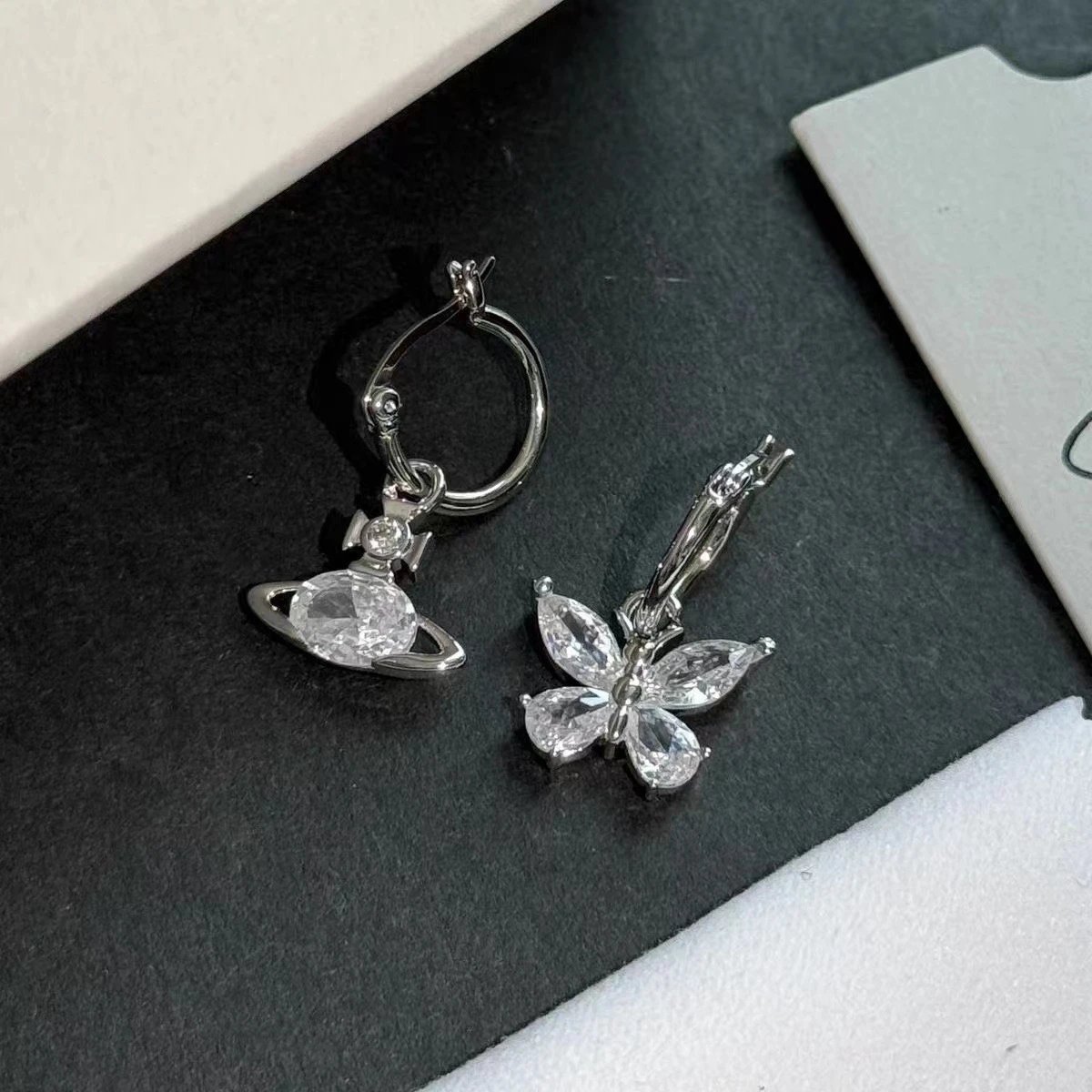 Vivienne Westwood Orb Clear Crystal Hoop Earrings