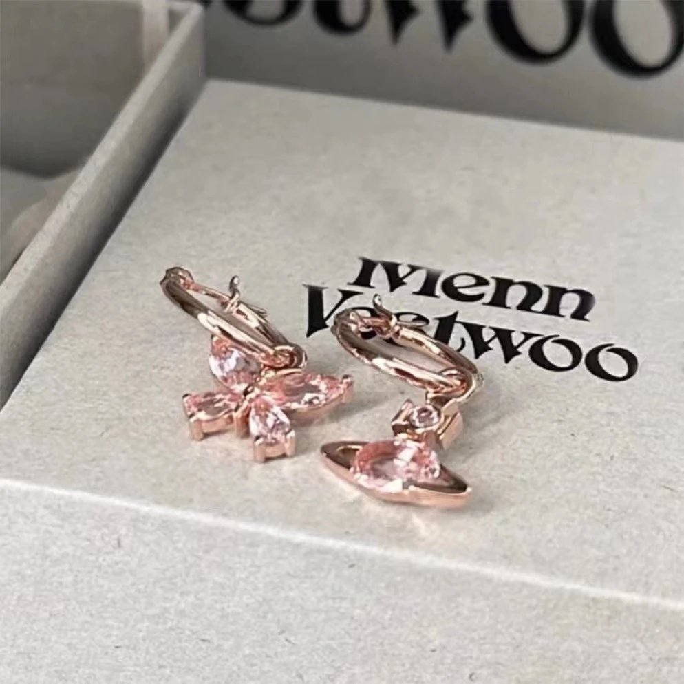 Vivienne Westwood Orb Clear Crystal Hoop Earrings