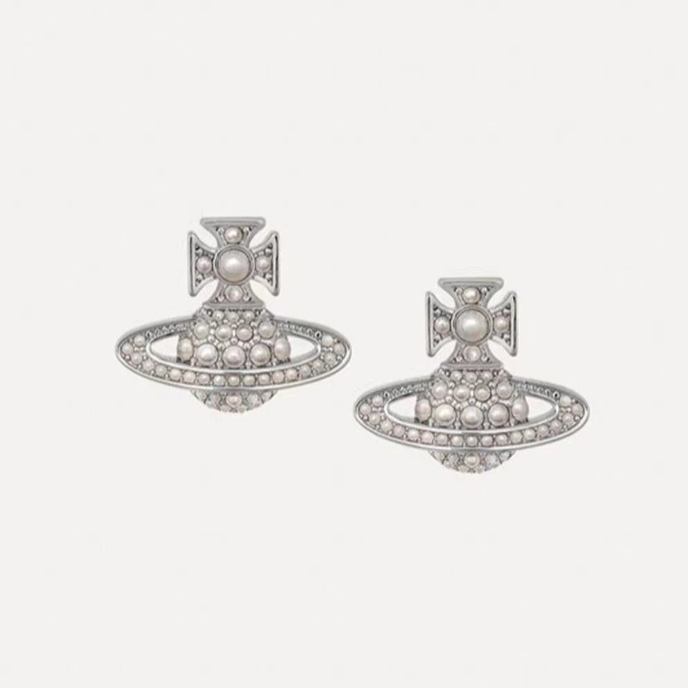 Vivienne Westwood Orb Silver Crystal Stud Earrings