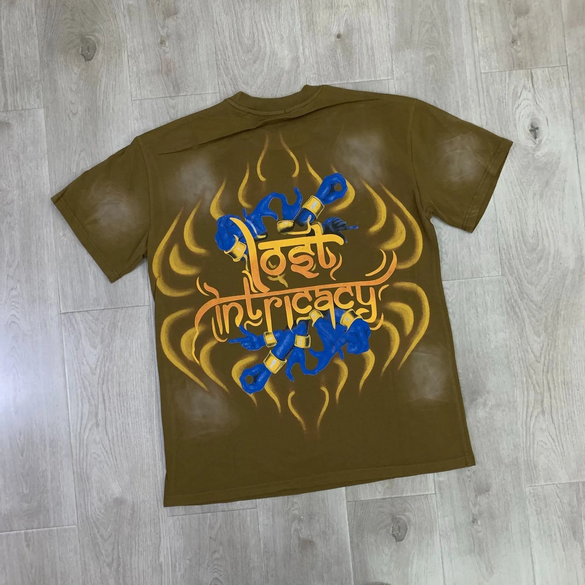 Olive Green Graphic Print Blue Deity T-Shirt