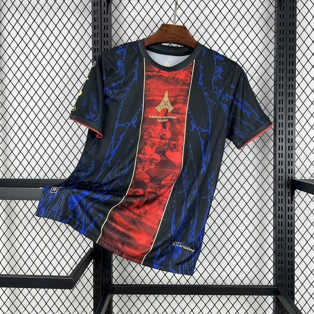 Paris Saint-Germain Football Jerseys Short-Sleeve Jersey — 24/25 Paris UEFA Champions League Special Edition Royal Blue and Red
