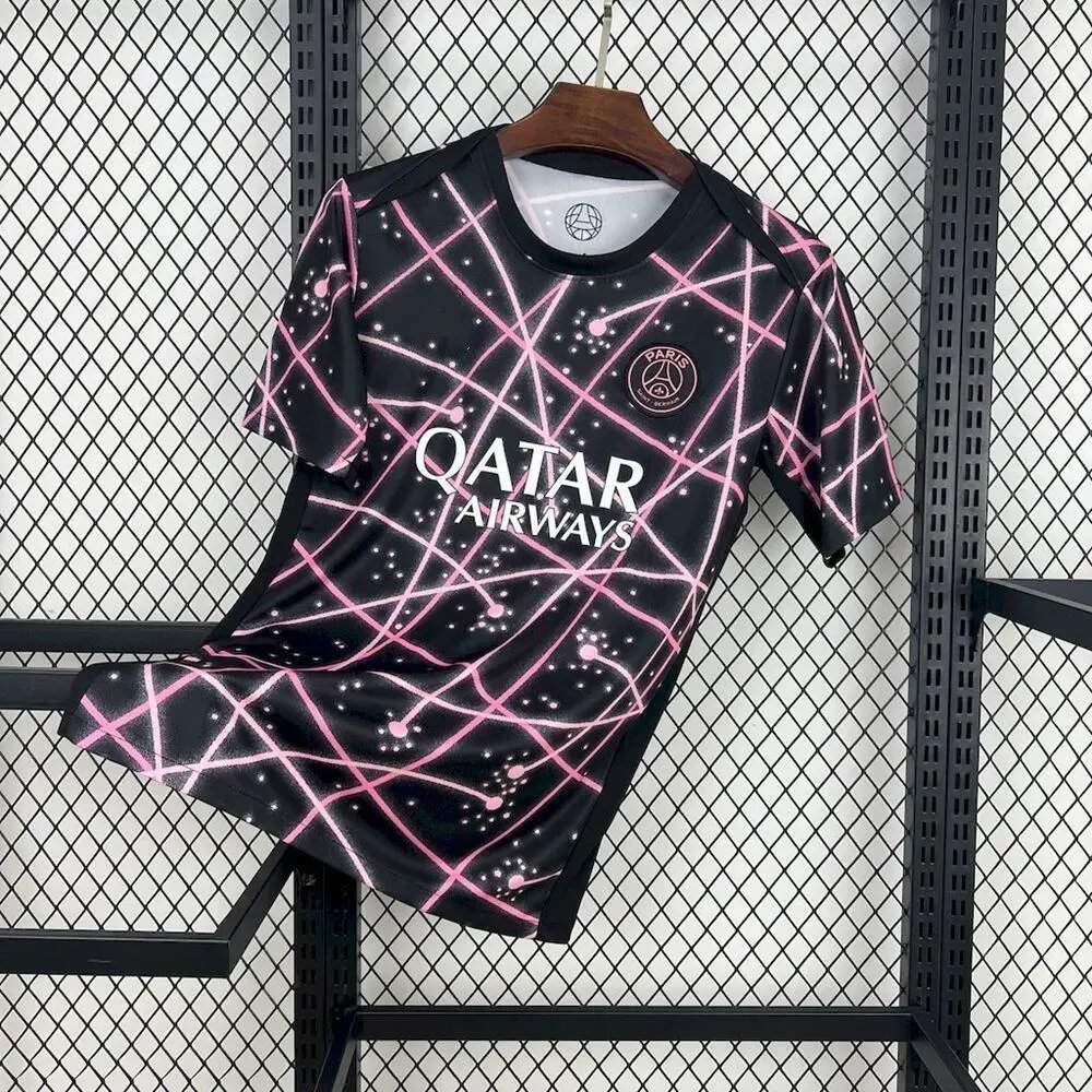 Paris Saint-Germain Football Jerseys Short-Sleeve Jersey — 2526 Paris black training suit with star pattern