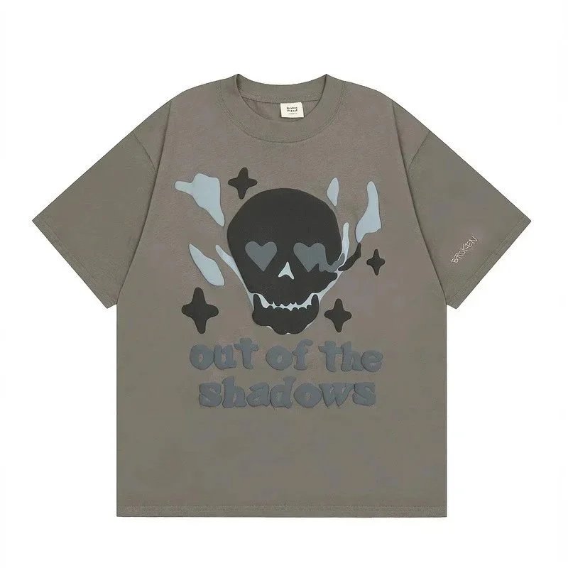 Oversized Skull Graphic Olive Green Streetwear T-Shirt