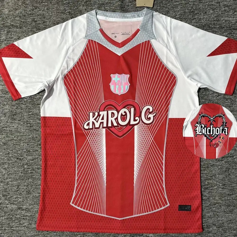 Unbranded Football Jerseys Club team designs — 2526 Barcelona Red and White Heart Special Edition