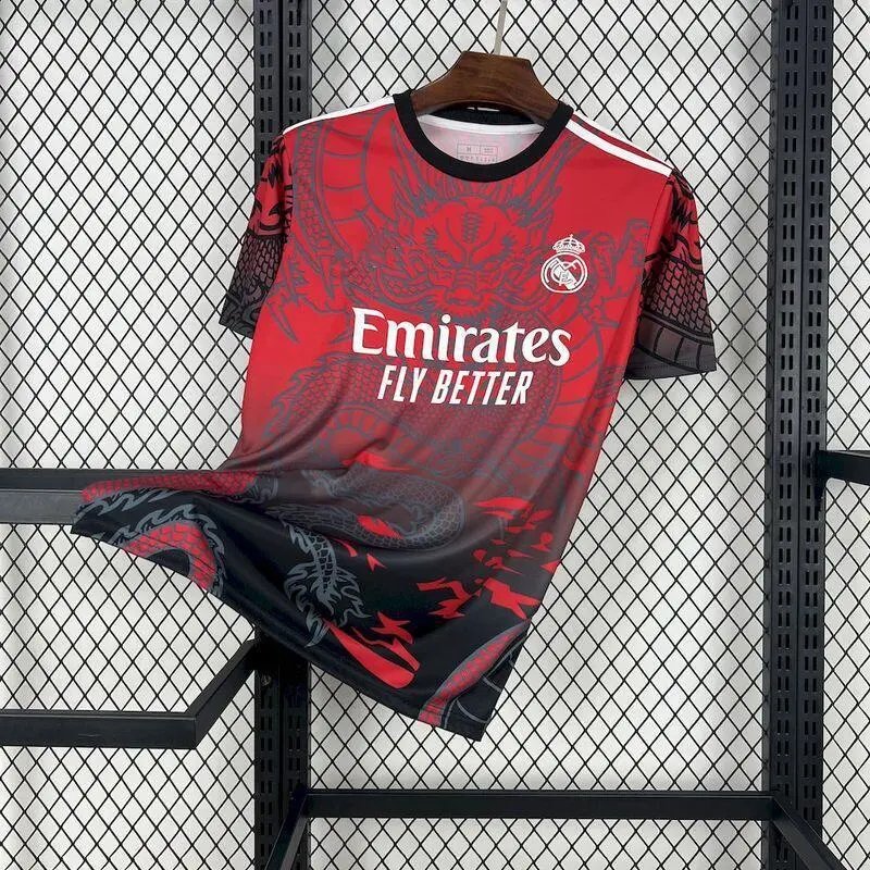 Liverpool Football Jerseys Short-Sleeve Jersey — 2425 Real Madrid Round Neck Red Dragon