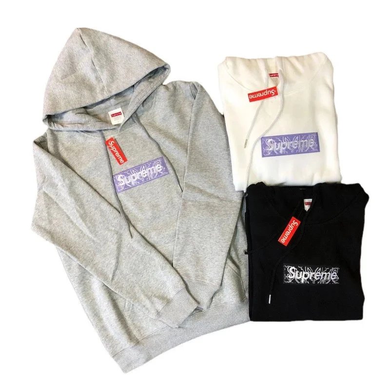 Supreme Box Logo Black Gray White Heather Black Classic Hoodie