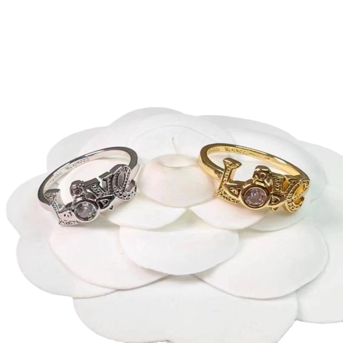 Alexander McQueen Love Silver Gold Statement Ring