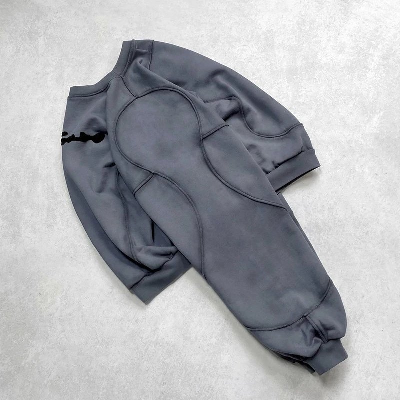 Gray Cropped Sweatshirt with Black Script Logo Streetwear