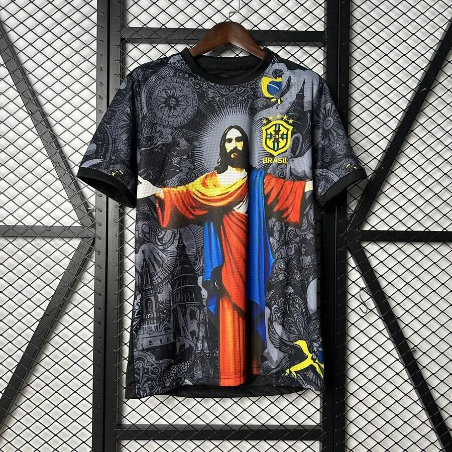 CBF Football Jerseys Brazil graphic jersey — 2526 Barcelona Black Color YS