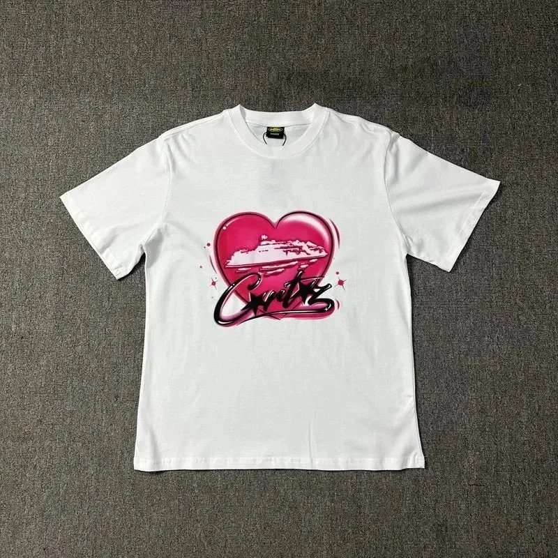 Black Graphic Heart Print Streetwear T-Shirt