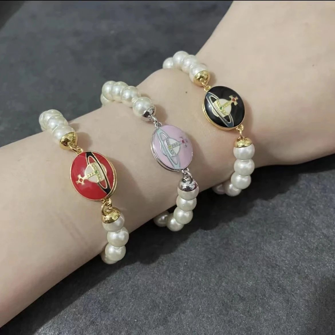 Vivienne Westwood Orb Pearl Bead Charm Bracelet