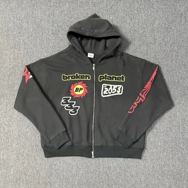 Broken Planet Gray Graphic Hoodie and Jogger Set