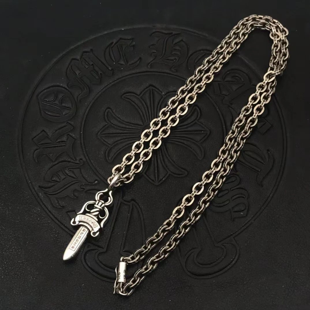 Chrome Hearts Silver Dagger Pendant Necklace