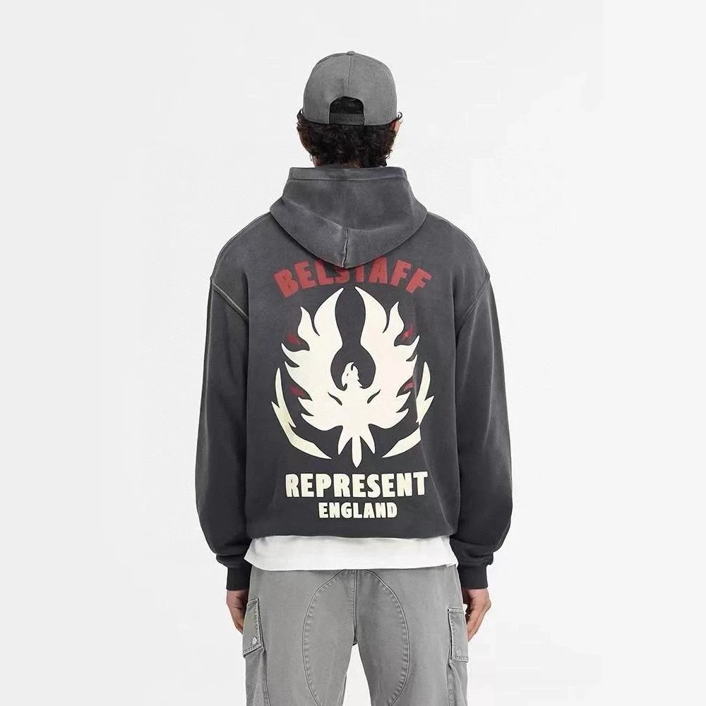 Represent Belstaff Gray Oversized Hooded Sweatshirt